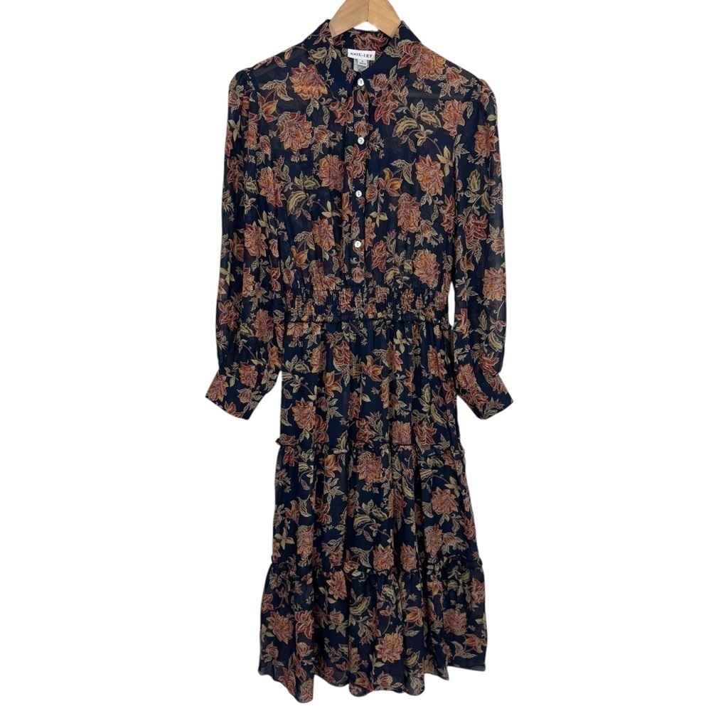 Kate & Lily Semi Sheer Long Sleeve Dress Womens 8 Tiered Boho Prairie Maxi EUC!